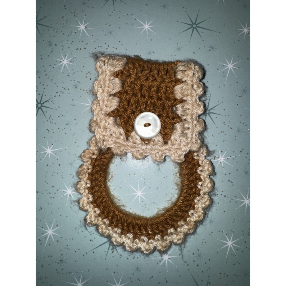 Crocheted‎ Kitchen Towel Ring. Brown and Tan. Cottagecore Farmhouse Vintage look